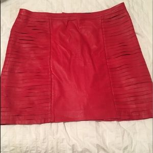 Red Leather Mini Skirt
